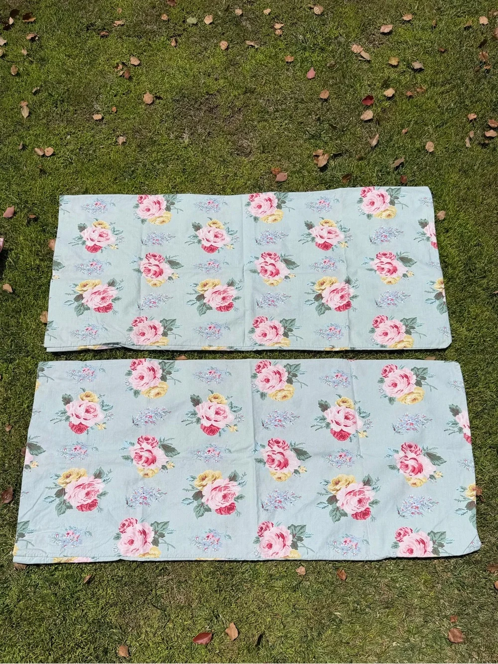 VTG Ralph Lauren Cottage Lane King Size Pillowcase Set Green Floral Cotton USA